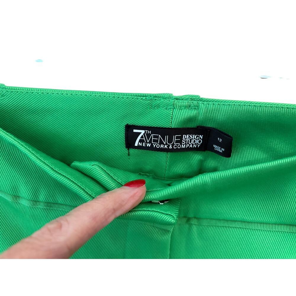 7th Avenue Design Studio Green Ankle Pants Size 12 Stretch Career Crop Slim Fit - Picture 4 of 9